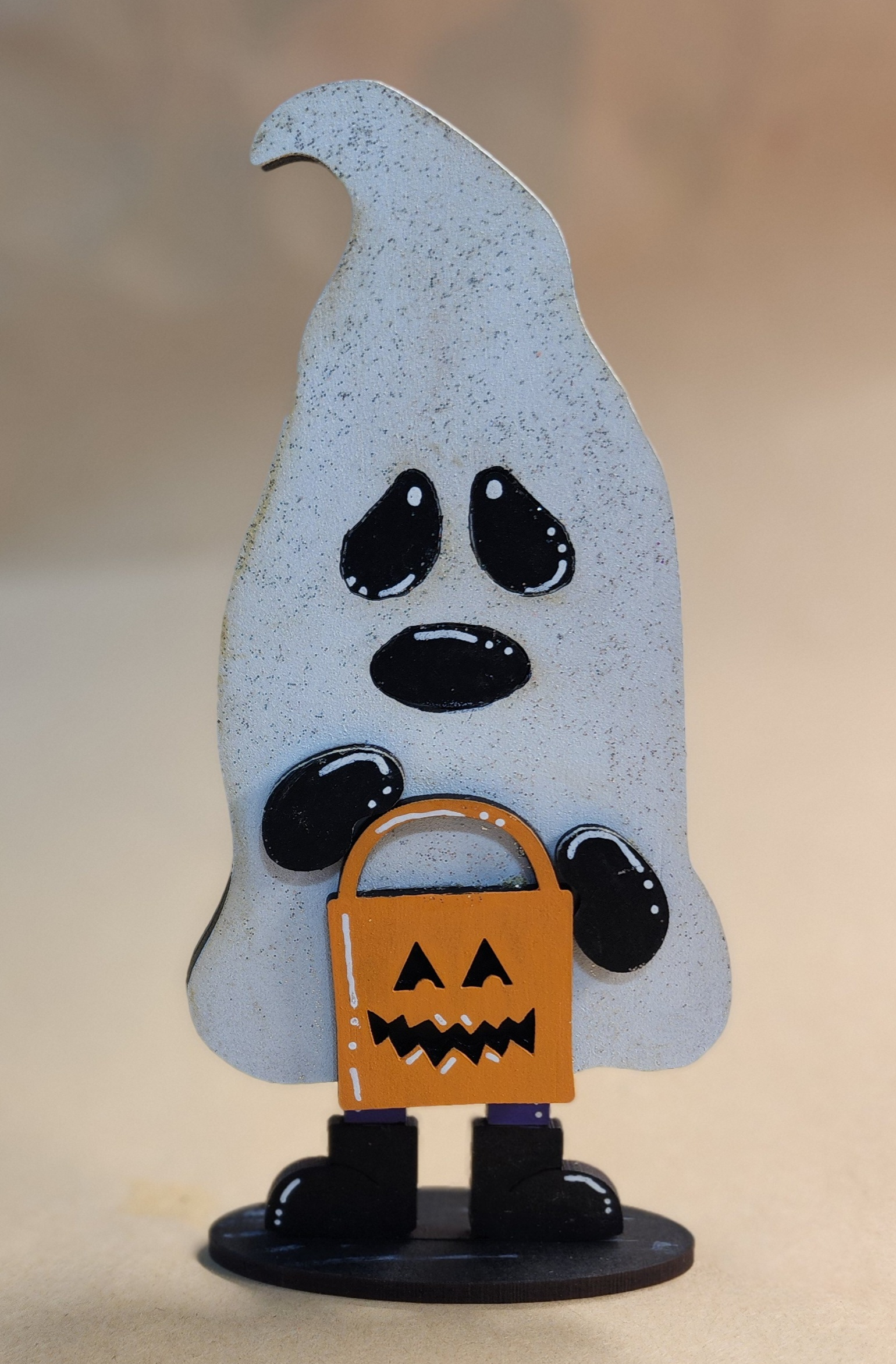 Standing Hand Painted Halloween Gnome Ghost