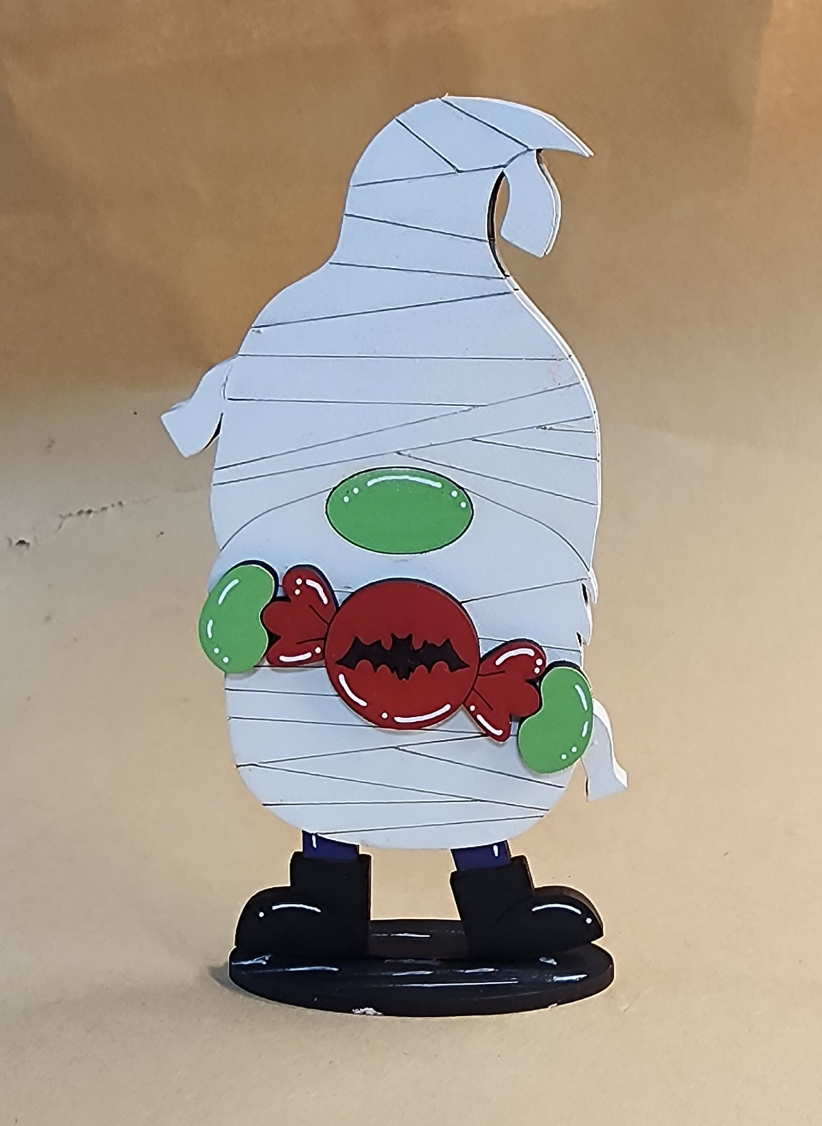 Standing Hand Painted Halloween Gnome Mummy